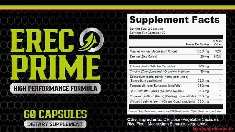 ErecPrime contains common male-performance ingredients aimed at supporting circulation, energy, and hormonal balance.