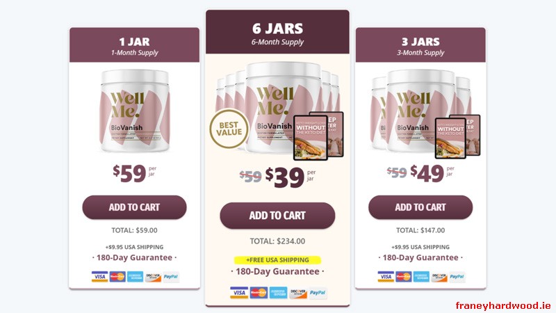 BioVanish is sold in bundles, with larger packages offering the lowest daily cost.