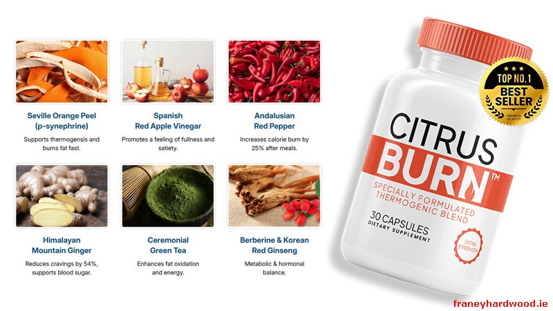 CitrusBurn uses citrus extracts and plant polyphenols for low-stimulant metabolic support.