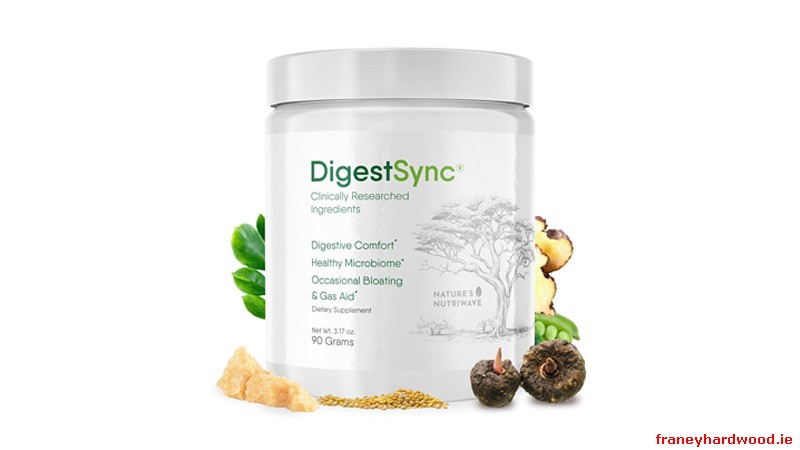 Close-up of DigestSync product packaging, showcasing the brand name and design.