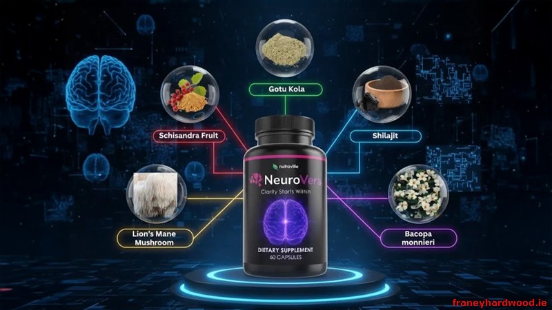 NeuroVera ingredients list featuring Lion’s Mane, Bacopa, and Gotu Kola for cognitive support
