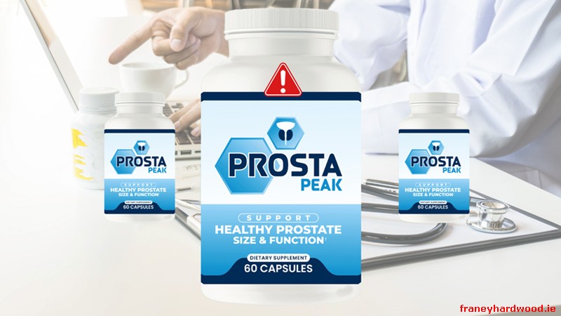 Warning graphic about Prosta Peak safety and possible interactions (blood thinners, hormone meds, surgery).