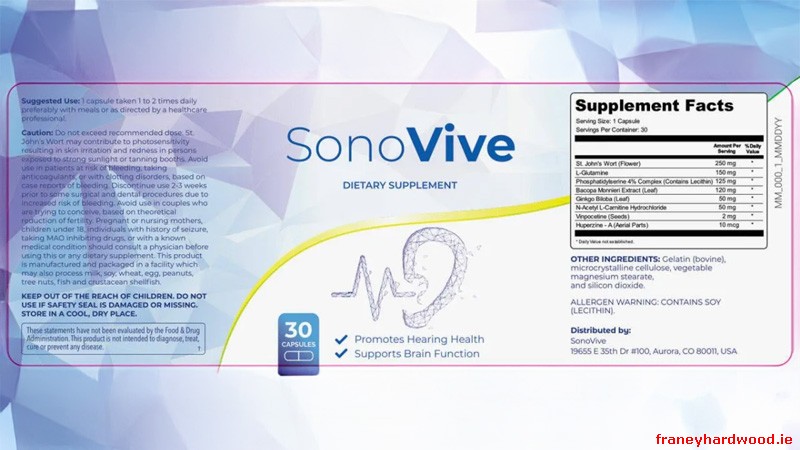 Key ingredients and benefits of SonoVive for hearing and focus.
