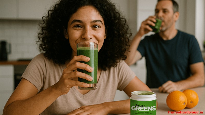 Couple enjoying Tonic Greens as part of a healthy daily routine.